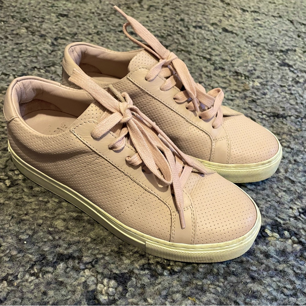 Greats Blush Pink White Perforated Sneakers Made In Italy Women’s Size 6